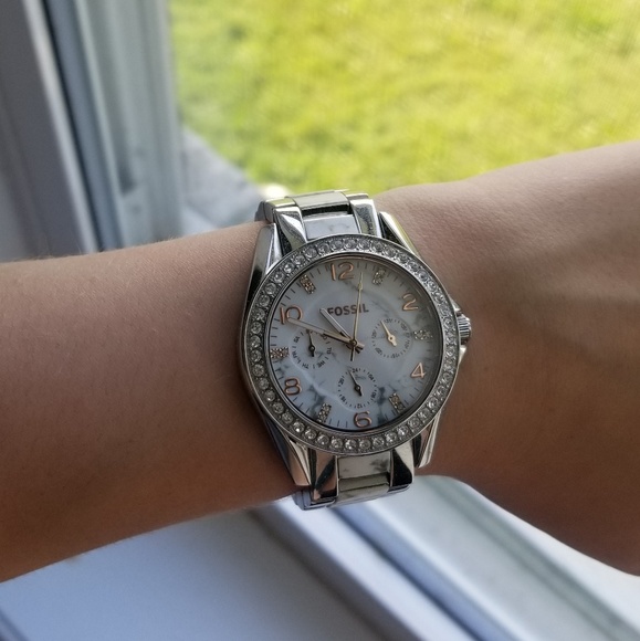 Marble Fossil Watch With Extra Links 